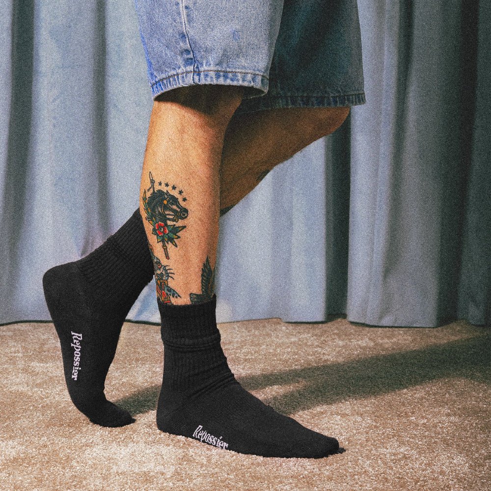 BLACK CLASSIC CREW SOCKS 3-PACK - Repossier