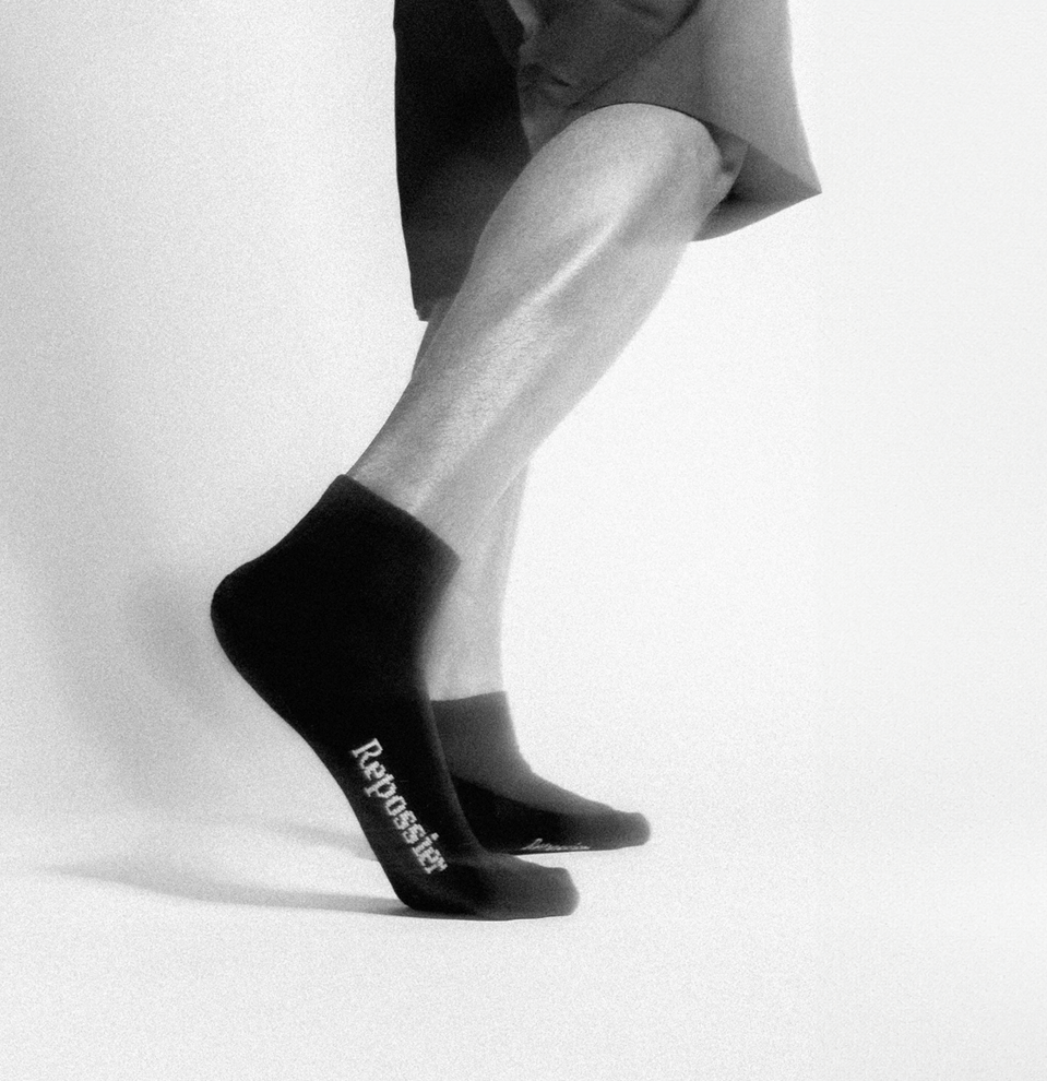 BLACK HALF CREW SOCKS 3-PACK - Repossier