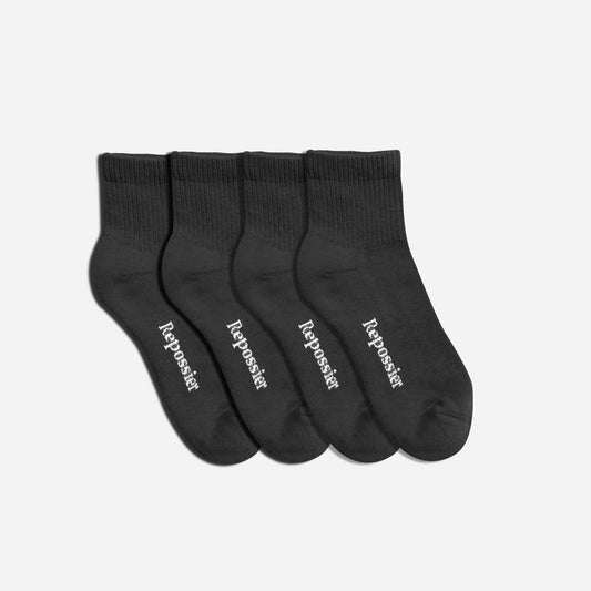 BLACK HALF CREW SOCKS 4-PACK